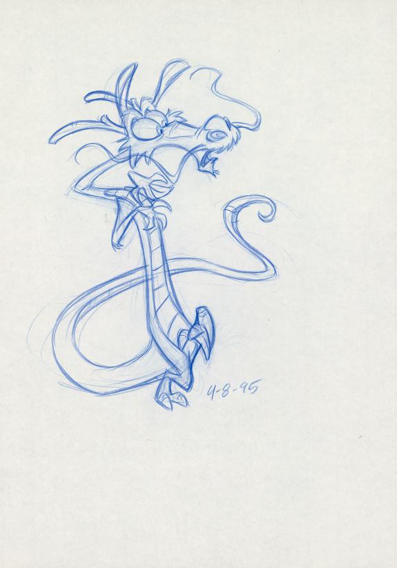 Tom Bancroft  - Crayonné original de design de Mushu pour le
