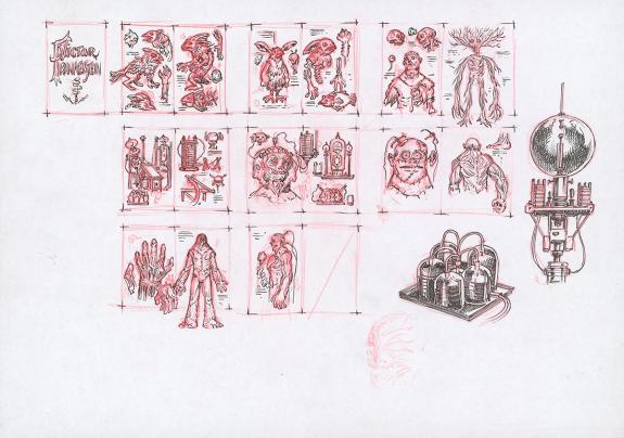 Stan Manoukian - Frankenstein, Crayonné original, recherche 