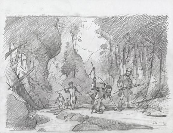 Frédéric Pillot - Le Dernier des Mohicans, Crayonné original