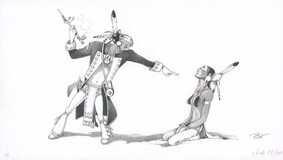 Frédéric Pillot - Le Dernier des Mohicans, Crayonné original