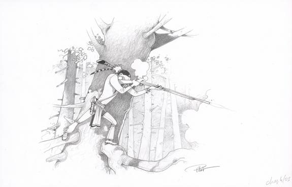Frédéric Pillot - Le Dernier des Mohicans, Crayonné original