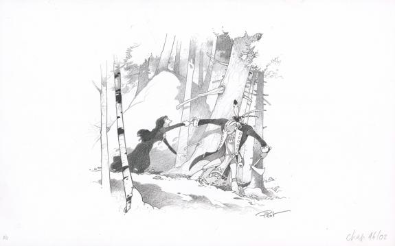 Frédéric Pillot - Le Dernier des Mohicans, Crayonné original