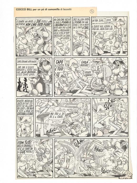 Benito Jacovitti - Coccobill, Planche originale n&deg;3, "Per un