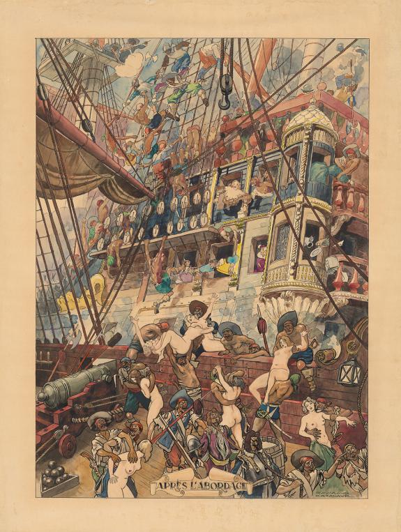 Raymond Cazanave - Illustration originale, "Apr&egrave;s l'abordage