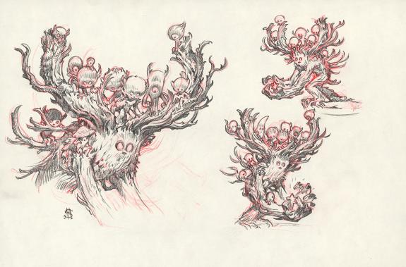 Stan Manoukian - "Grand-bois, recherche". Dessin préparatoir