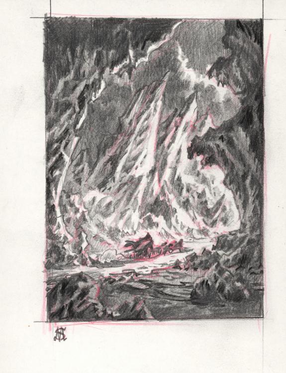 Stan Manoukian - Frankenstein, Crayonn&eacute; original, recherche 