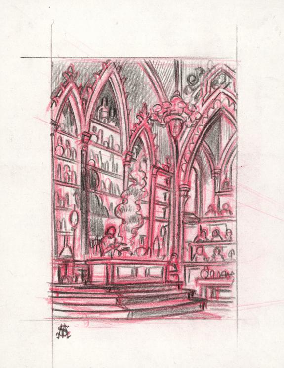 Stan Manoukian - Frankenstein, Crayonné original, recherche 