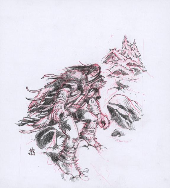 Stan Manoukian - Frankenstein, Crayonné original, recherche 