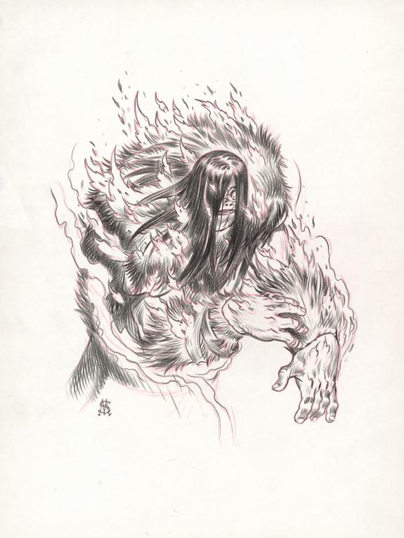 Stan Manoukian - Frankenstein, Crayonné original, "Adieu"