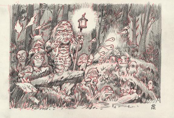 Stan Manoukian - Crayonn&eacute; original pr&eacute;paratoire - Yokai