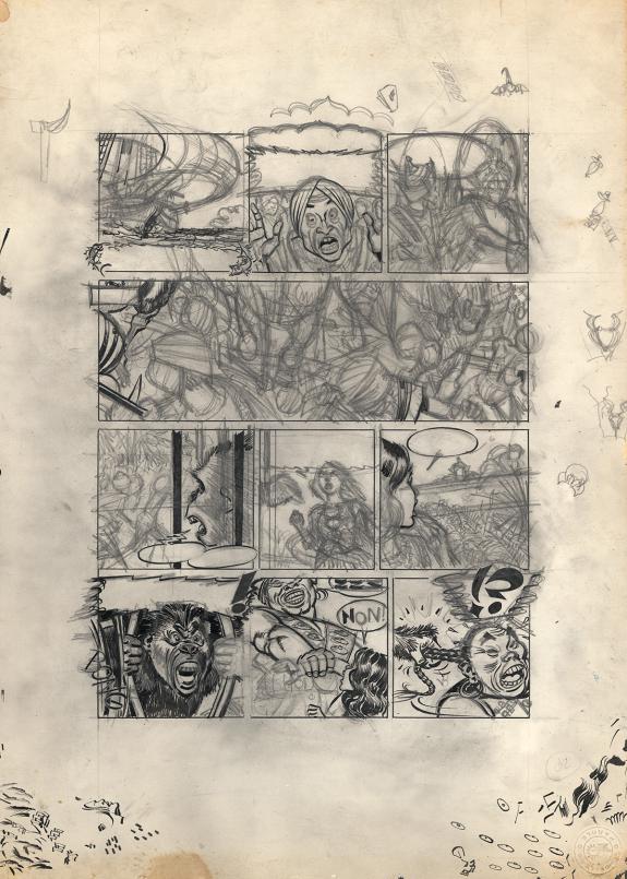 Paul Cuvelier - Corentin, Crayonn&eacute; pr&eacute;paratoire pour la plan