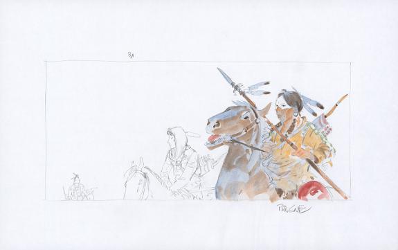 Patrick Prugne - Cheyenne, Illustration originale, recherche
