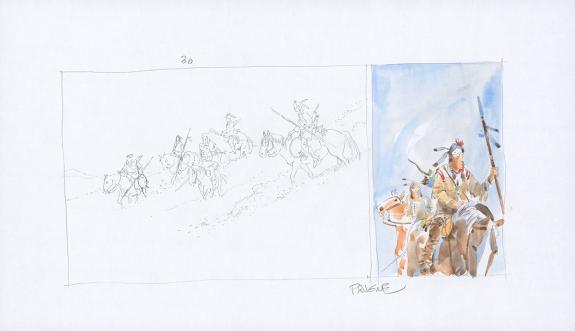 Patrick Prugne - Cheyenne, Illustration originale, recherche