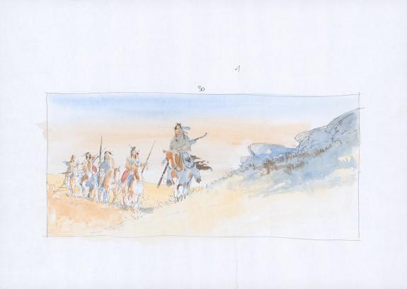 Patrick Prugne - Cheyenne, Illustration originale, recherche