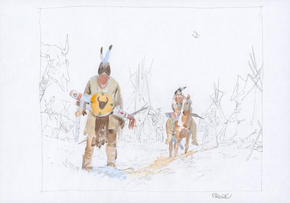 Patrick Prugne - Cheyenne, Illustration originale, recherche