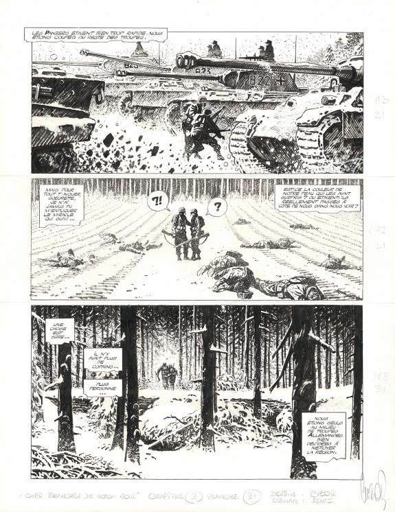 Steve Cuzor - Cinq branches de coton noir, Planche originale