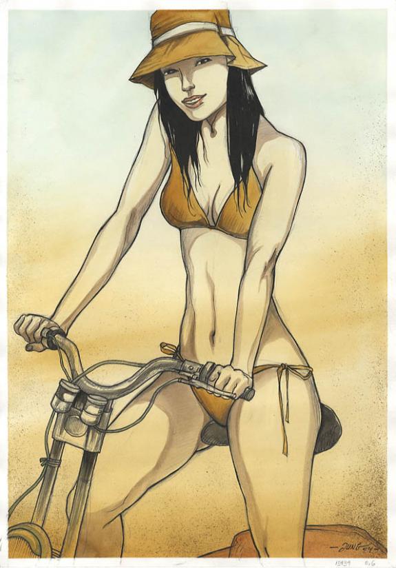 Jung - Illustration originale, femme à vélo