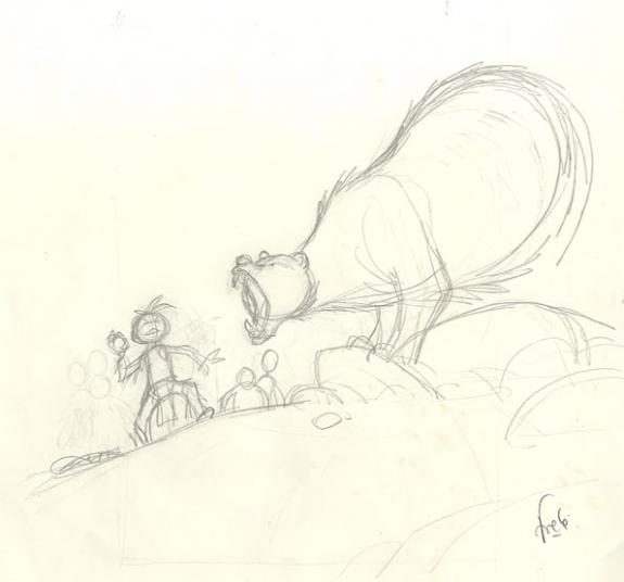 Fred Simon - Popotka le petit sioux, croquis projet de couve