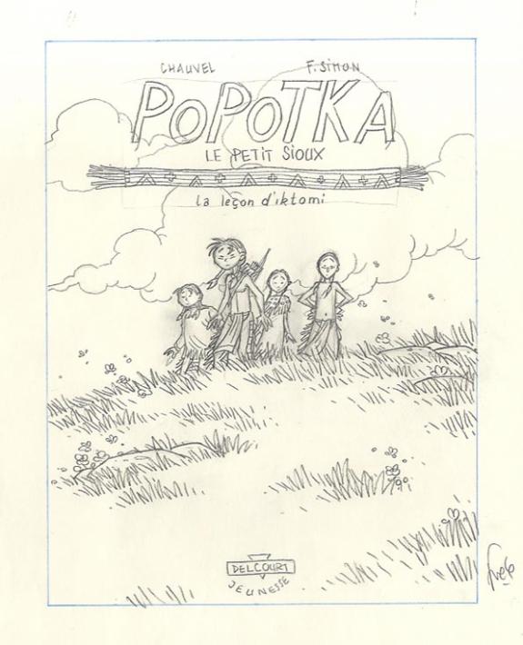 Fred Simon - Popotka le petit sioux, projet de couverture t1