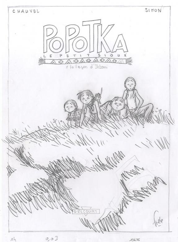 Fred Simon - Popotka le petit sioux, projet de couverture t1
