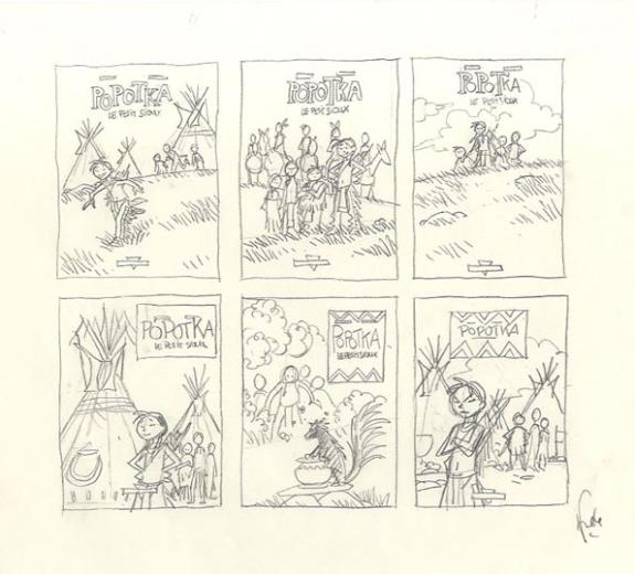Fred Simon - Popotka le petit sioux, projet de couverture t1
