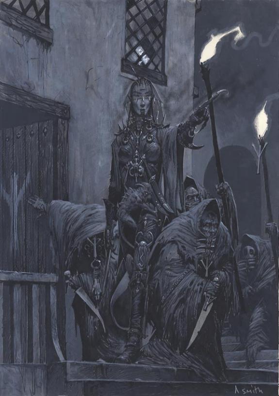 Adrian Smith - Warhammer, Guerrière au couteau, illustration
