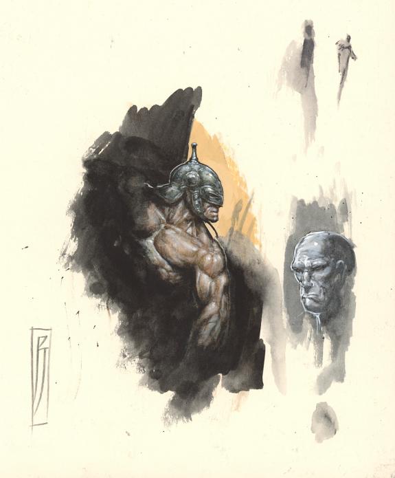 Paul Jeacock - Buste guerrier, illustration originale