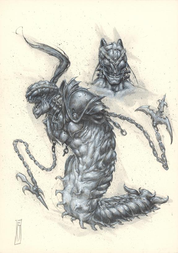 Paul Jeacock - Monstre chenille, illustration originale