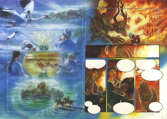 Eric Puech - L'Immortel, La Perle du Dragon, Double planche 