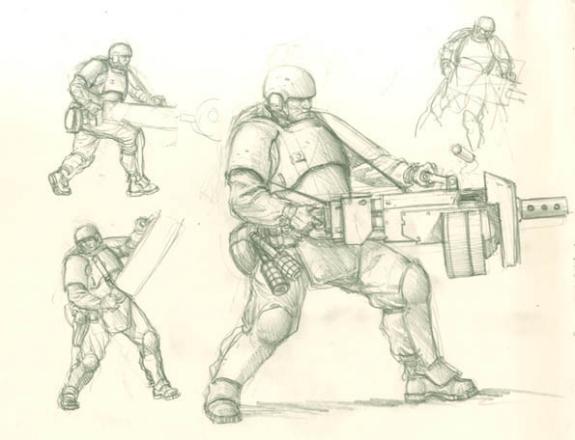 Karl Kopinski - Game AT 43, soldats, illustration originale