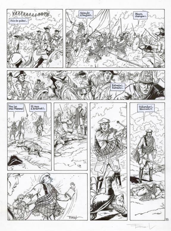 Ersel - Claymore, Planche originale n°33, textes collés. Pré