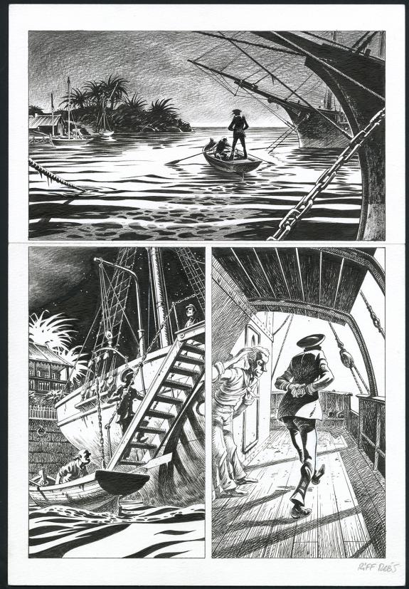Riff Reb's - Hommes à la mer, Planche originale, Un sourire