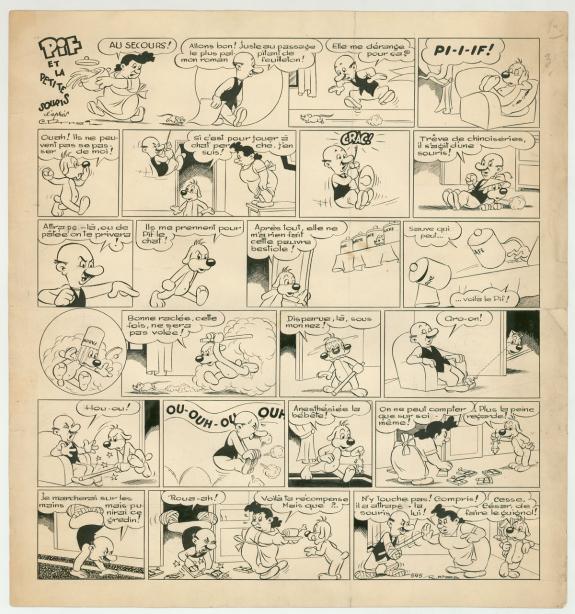 Rmas - Pif, Planche originale - Pif Le chien - déchirures et