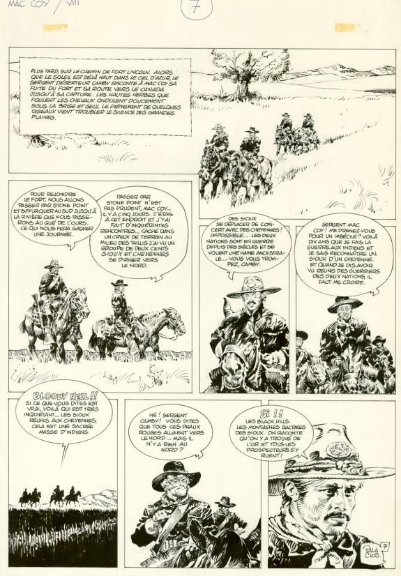 Planche Originale N 7 Avec Son Calque De Texte Little Big Horn Mac Coy Antonio Hernandez Palacios