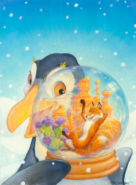 Scott Gustafson - Peinture originale " The Fox and the Pengu