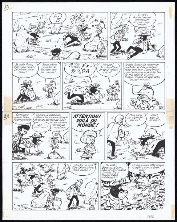 Planche Originale N 8 Le Magicien De La Grande Ourse Le Scrameustache Roland Gos