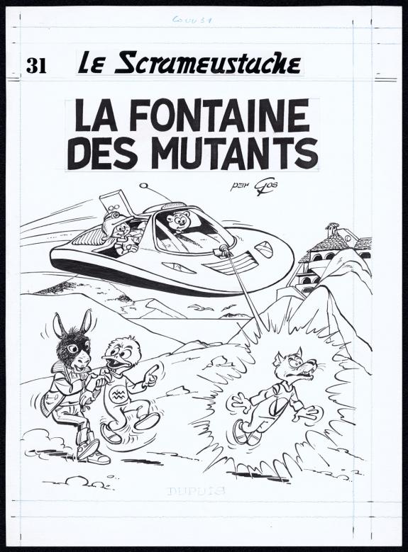 Roland Gos - Le Scrameustache, La Fontaine des mutants, Couv