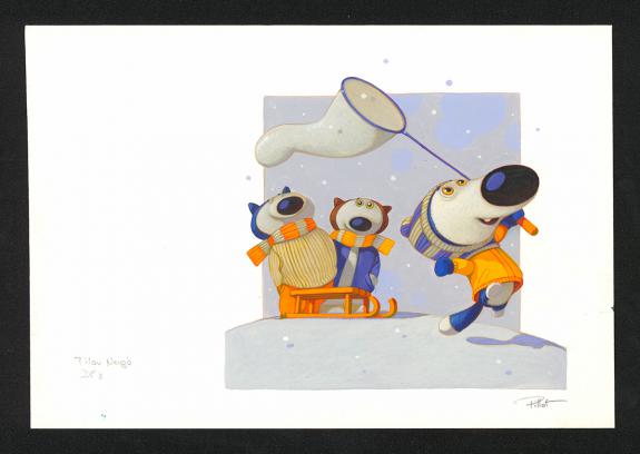 Frédéric Pillot - Tilou Bleu , Tilou bleu joue dans la neige