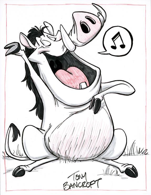 Tony Bancroft - Illustration originale - Pumbaa