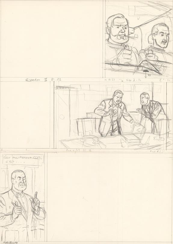 Ted Benoit - Blake et Mortimer, Crayonné original pour une p