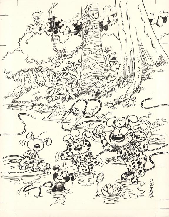 Batem - Marsupilami, Illustration originale réalisée pour un