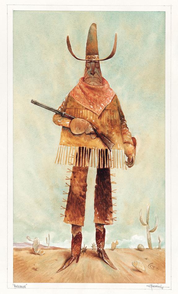 Carter Goodrich - WESTERN!, Horseman, illustration originale