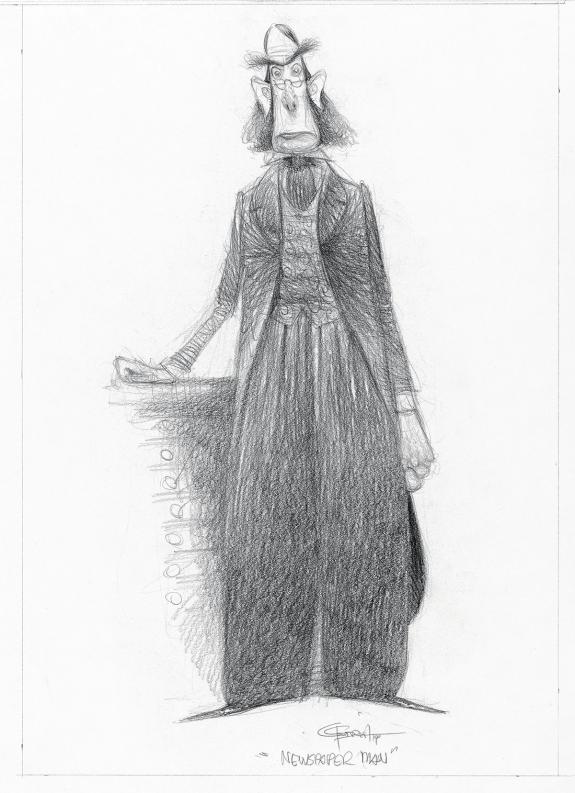 Carter Goodrich - WESTERN!, Newspaper Man, illustration orig