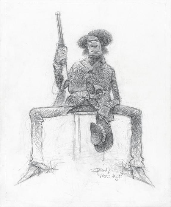 Carter Goodrich - WESTERN!, Mose Harpe #2, illustration orig