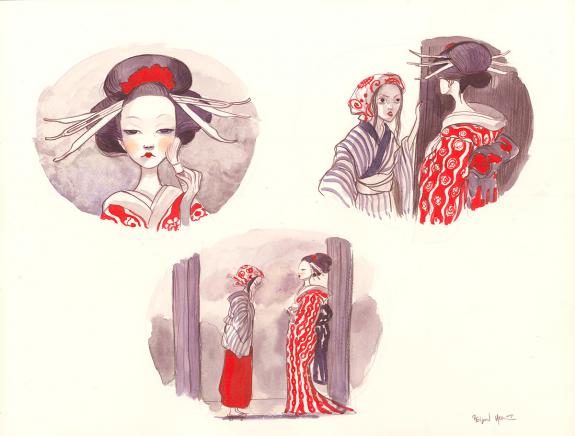 Benjamin Lacombe - Histoires de femmes samurai, Illustration