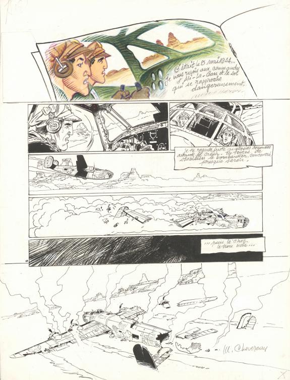 Michel CHEVEREAU - La Pin-Up du B24, Nose art, Planche origi