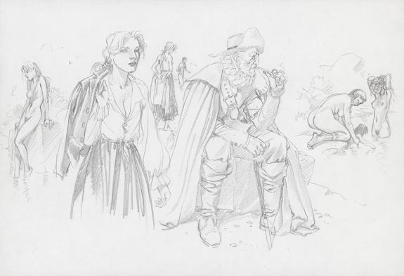 Andr&eacute; Juillard - Plume aux Vents, Illustration originale, po