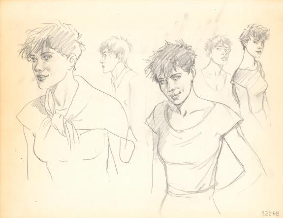 Andr&eacute; Juillard - Le Cahier bleu, Crayonn&eacute; original