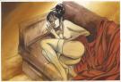 Jung - Illustration originale, femme nue couchée sur canapé