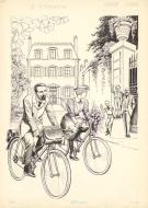 Pierre Le Guen - Illustration originale, Marie Curie, à bicy